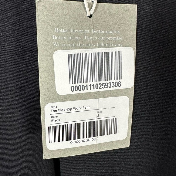 Everlane The Side Zip Stretch Cotton Work Pants Black Size 2 - Picture 7 of 13